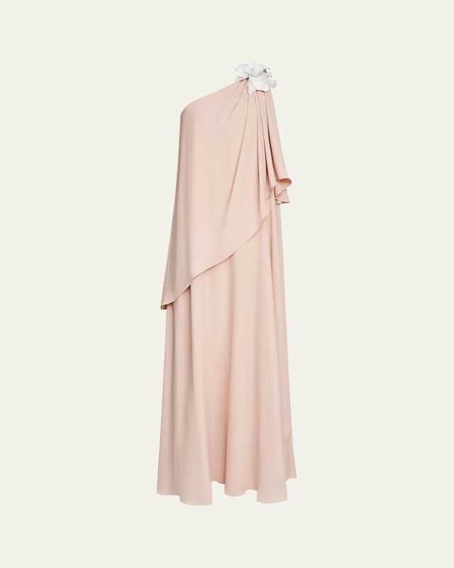 Solena One-Shoulder Georgette Gown